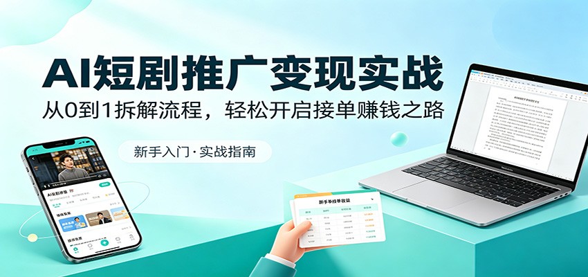 AI短剧推广变现实战：从0到1拆解流程，轻松开启接单赚钱之路 - 淘金派资源网