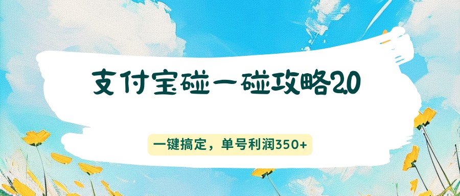 支付宝碰一碰攻略2.0，一键搞定，单号利润350+ - 淘金派资源网