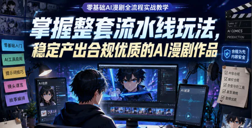 零基础AI漫剧全流程实战教学，掌握整套流水线玩法，稳定产出合规优质的AI漫剧作品 - 淘金派资源网