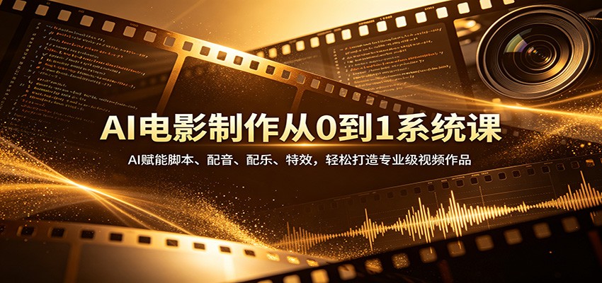 AI电影制作从0到1系统课：AI赋能脚本、配音、配乐、特效，轻松打造专业级视频作品 - 淘金派资源网