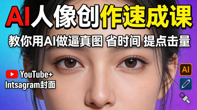 YouTube+Instagram封面没人点？AI人像创作速成课，教你用AI做逼真图，省时间还能提点击量！ - 淘金派资源网
