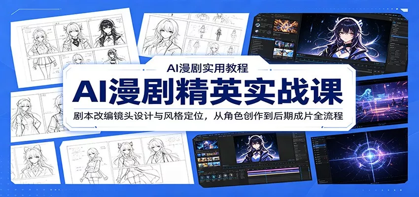 AI漫剧精英实战课：剧本改编镜头设计与风格定位，从角色创作到后期成片全流程 - 淘金派资源网