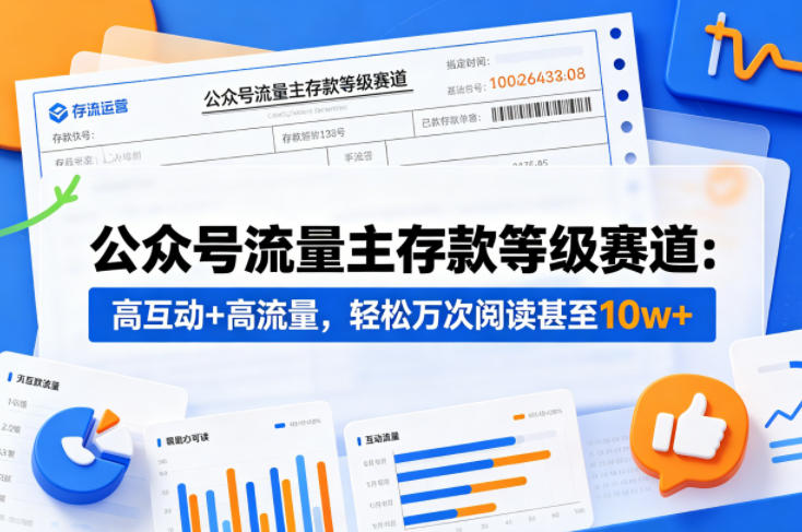 公众号流量主之存款等级赛道，高互动+高流量，轻松达到万次阅读，甚至10w+ - 淘金派资源网