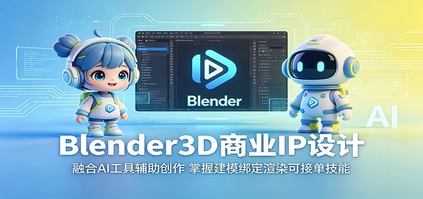 Blender3D商业IP设计：融合AI工具辅助创作，掌握建模绑定渲染可接单技能 - 淘金派资源网