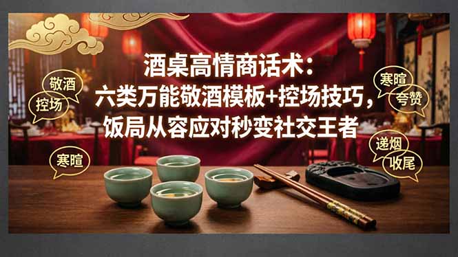 付费文章：酒桌高情商话术：六类万能敬酒模板+控场技巧，饭局从容应对秒变社交王者 - 淘金派资源网