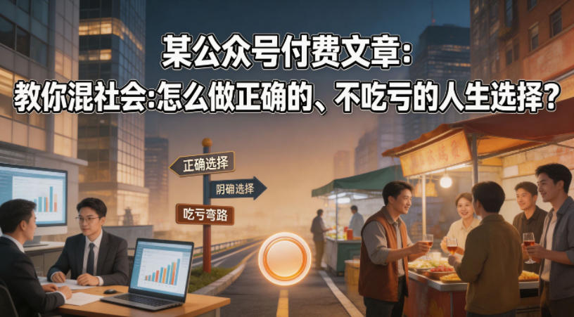 某公众号付费文章：教你混社会：怎么做正确的、不吃亏的人生选择？ - 淘金派资源网