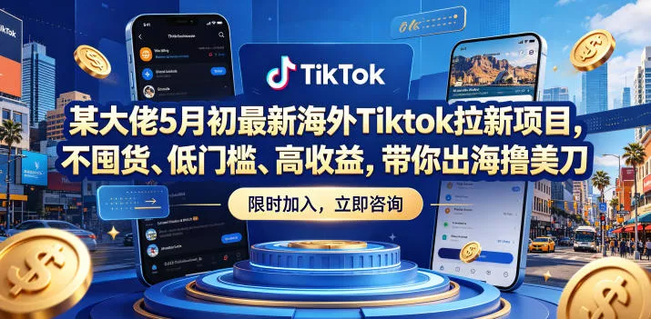 某大佬5月初最新海外Tiktok拉新项目，不囤货、低门槛、高收益，带你出海撸美刀 - 淘金派资源网