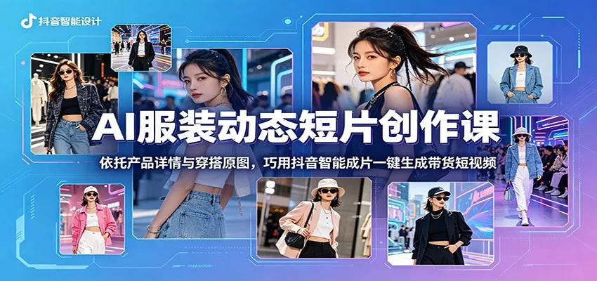 AI服装动态短片创作课：依托产品详情与穿搭原图，巧用抖音智能成片一键生成带货短视频 - 淘金派资源网