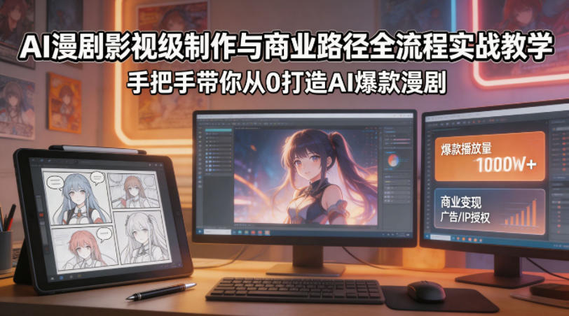 AI漫剧影视级制作与商业路径全流程实战教学，手带你从0打造AI爆款漫剧 - 淘金派资源网