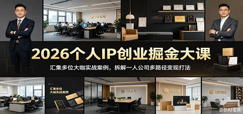 2026个人IP创业掘金大课：汇集多位大咖实战案例，拆解一人公司多路径变现打法 - 淘金派资源网