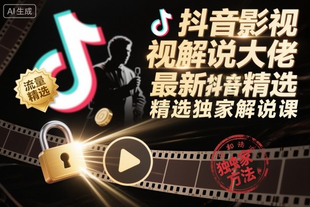 抖音影视解说大佬最新抖音进精选和独家方法，精选独家解说课(更新26年3月) - 淘金派资源网