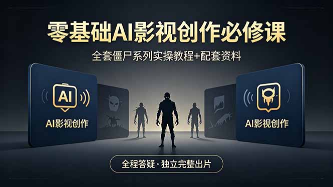 零基础AI影视创作必修课，全套僵尸系列实操教程加配套资料，全程答疑带你独立完整出片 - 淘金派资源网