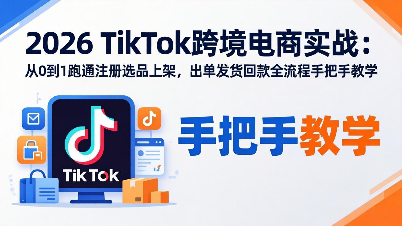 2026TikTok跨境电商实战：从0到1跑通注册选品上架，出单发货回款全流程手把手教学 - 淘金派资源网