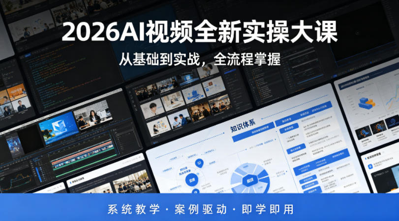 2026AI视频全新实操大课，从基础到实战，全流程掌握，系统教学·案例驱动·即学即用 - 淘金派资源网
