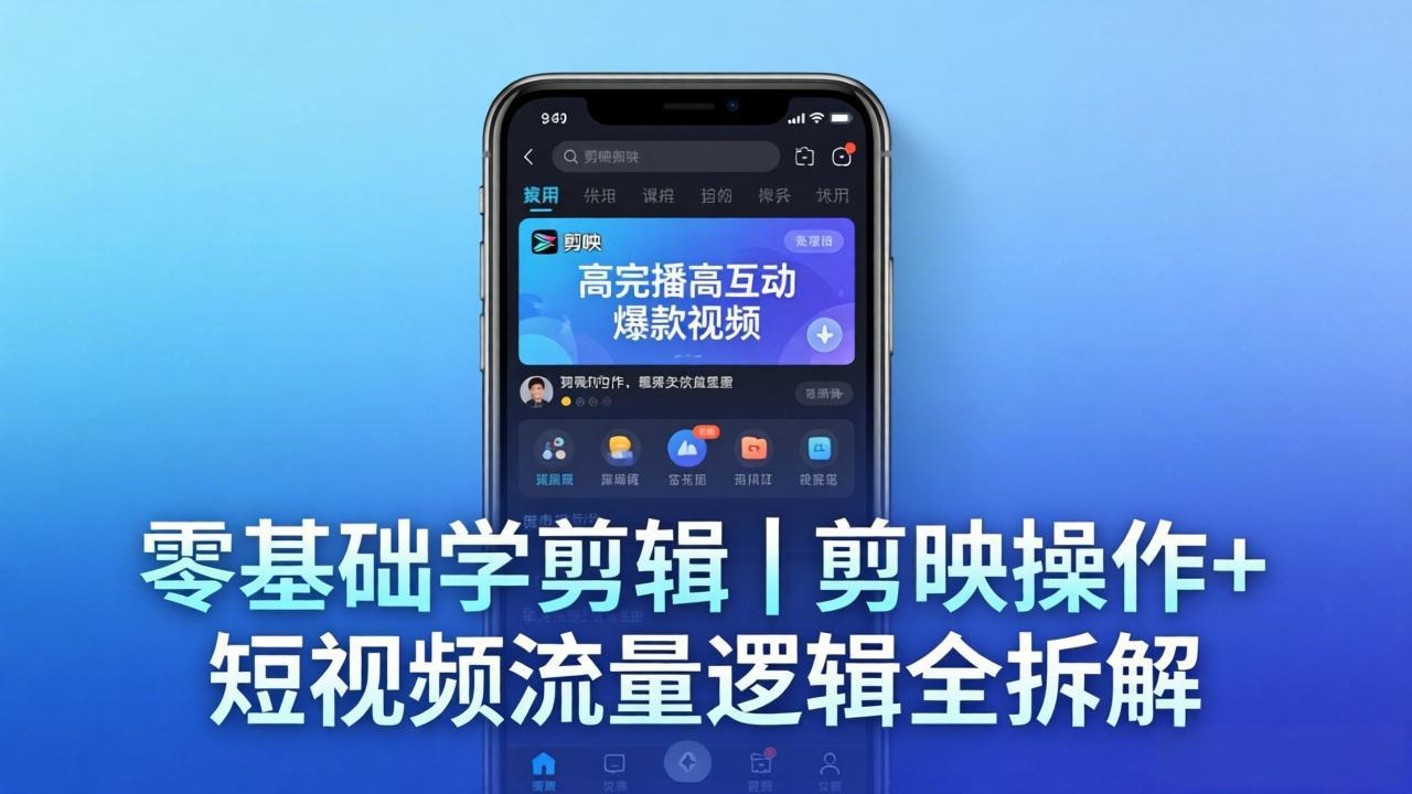 【零基础学剪辑】剪映操作+短视频流量逻辑全拆解｜手把手教你剪出高完播高互动爆款视频 - 淘金派资源网