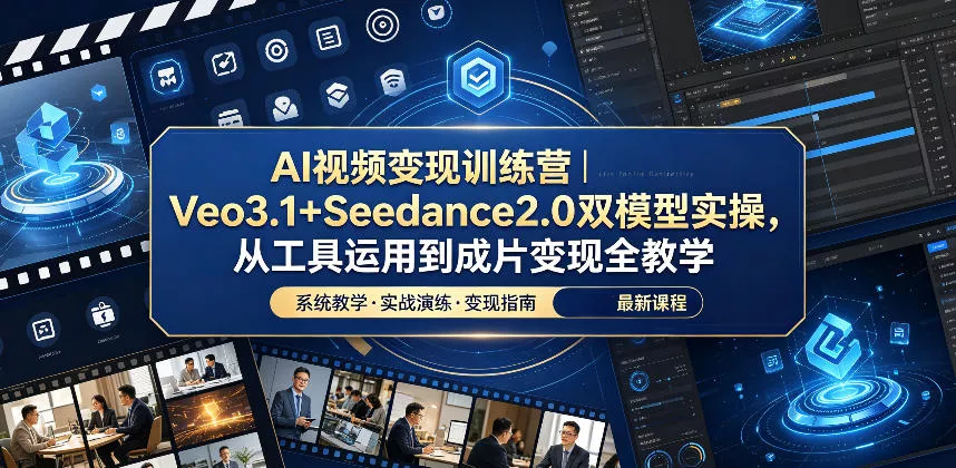 AI视频变现训练营｜Veo3.1+Seedance2.0双模型实操，从工具运用到成片变现全教学 - 淘金派资源网