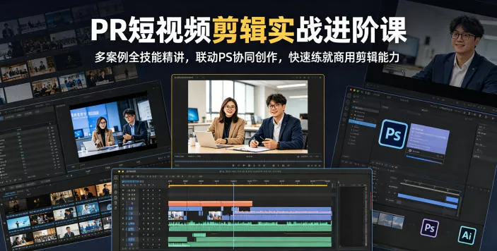 PR短视频剪辑实战进阶课，多案例全技能精讲，联动PS协同创作，快速练就商用剪辑能力 - 淘金派资源网
