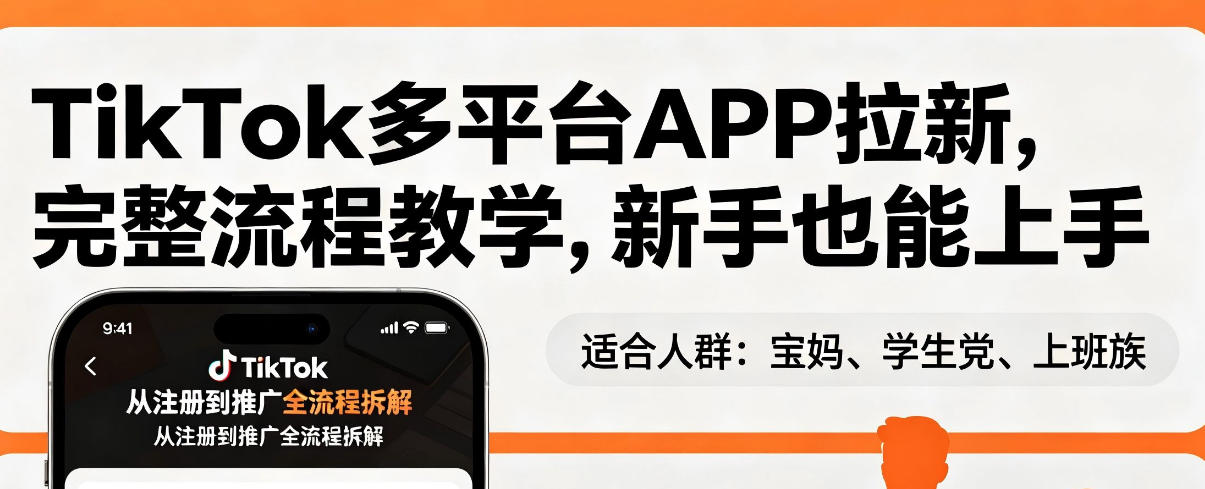 TikTok多平台APP拉新，完整流程教学，新手也能上手，轻松出海搞美金 - 淘金派资源网