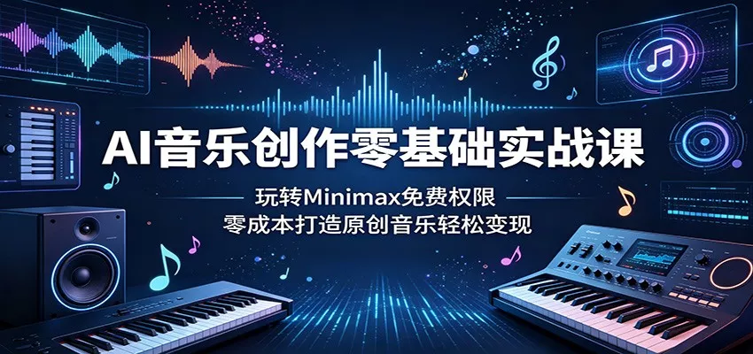 AI音乐创作零基础实战课：玩转Minimax免费权限，零成本打造原创音乐轻松变现 - 淘金派资源网