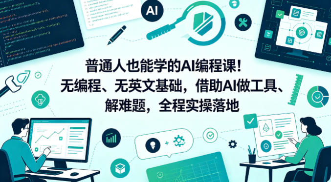 普通人也能学的AI编程课！无编程、无英文基础，借助AI做工具、解难题，全程实操落地 - 淘金派资源网