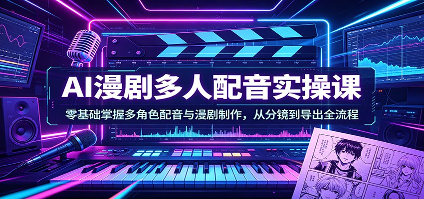 AI漫剧多人配音实操课：零基础掌握多角色配音与漫剧制作，从分镜到导出全流程 - 淘金派资源网