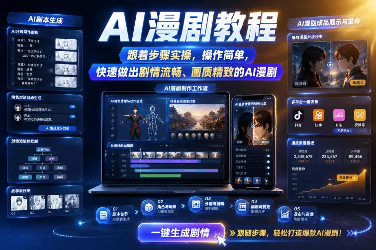 AI漫剧教程，跟着步骤实操，操作简单，快速做出剧情流畅、画质精致的AI漫剧 - 淘金派资源网