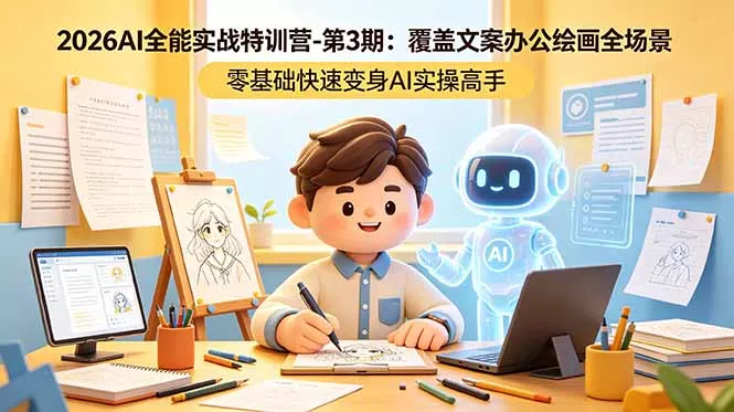 2026AI全能实战特训营-第3期：覆盖文案办公绘画全场景 零基础快速变身AI实操高手 - 淘金派资源网