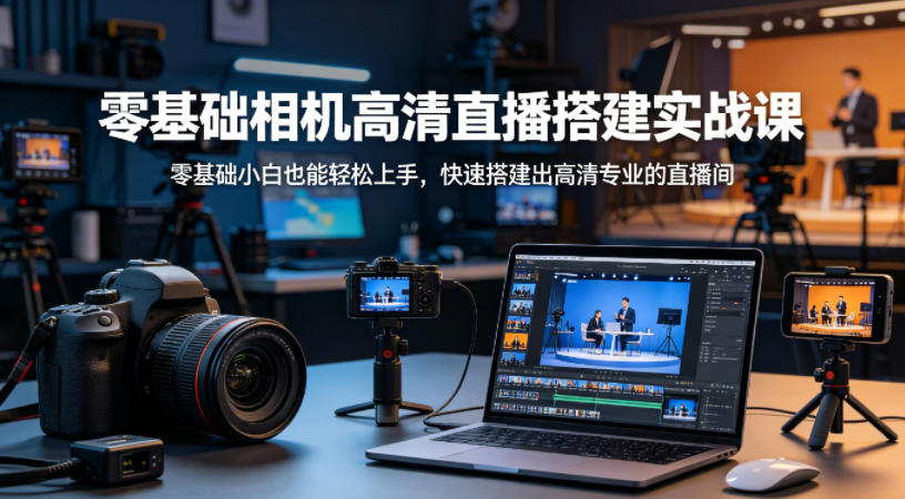 零基础相机高清直播间搭建实战课，小白也能轻松上手，快速搭建出高清专业的直播间 - 淘金派资源网