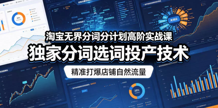 淘宝无界分词分计划高阶实战课，独家分词选词投产技术，精准打爆店铺自然流量 - 淘金派资源网