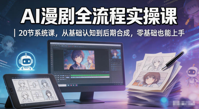 AI漫剧全流程实操课｜20节系统课，从基础认知到后期合成，零基础也能上手 - 淘金派资源网
