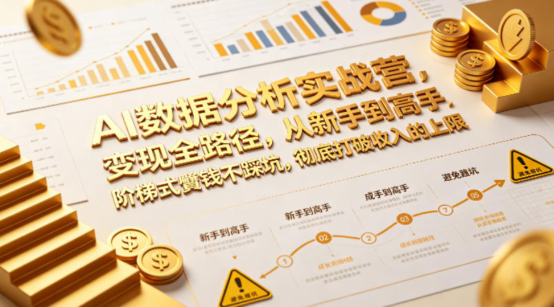 AI数据分析实战营，变现全路径，从新手到高手，阶梯式賺钱不踩坑，彻底打破收入的上限 - 淘金派资源网