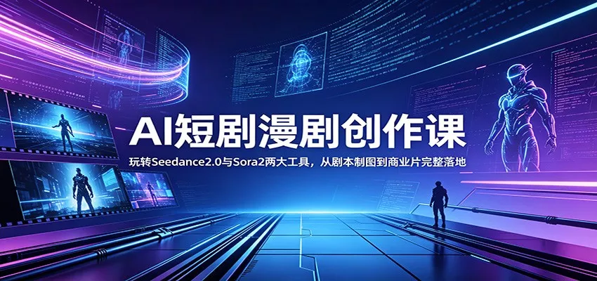 AI短剧漫剧创作课：玩转Seedance2.0与 Sora2两大工具，从剧本制图到商业片完整落地 - 淘金派资源网