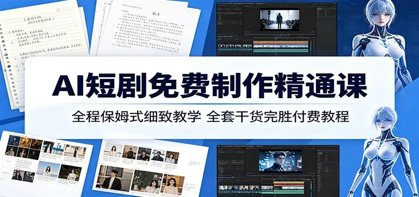 AI短剧免费制作精通课：全程保姆式细致教学，全套干货完胜付费教程 - 淘金派资源网
