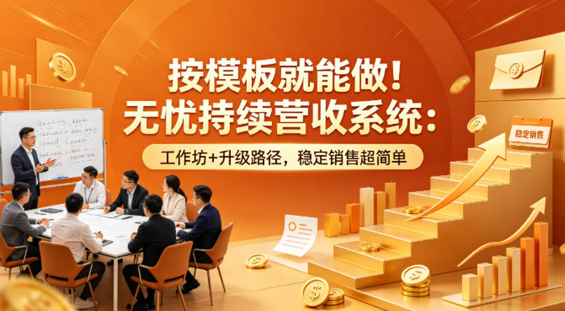 按模板就能做！无忧持续营收系统：工作坊+升级路径，稳定销售超简单【原创双语字幕】 - 淘金派资源网