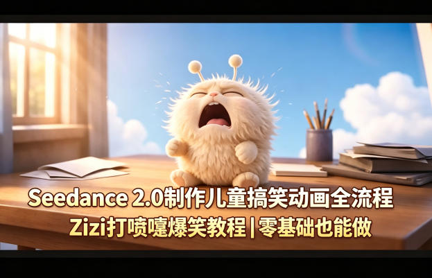 Seedance 2.0制作儿童搞笑动画全流程Zizi打喷嚏爆笑教程｜零基础也能做 - 淘金派资源网