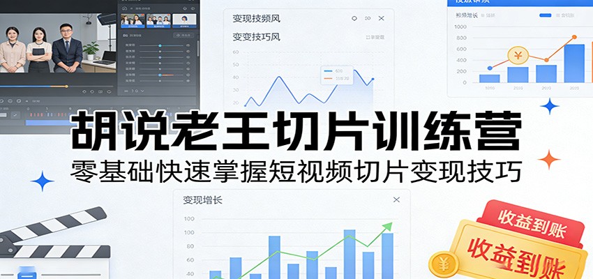 胡说老王切片训练营，零基础快速掌握短视频切片变现技巧 - 淘金派资源网