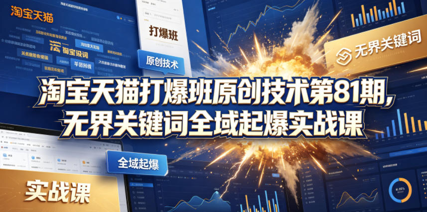 淘宝天猫打爆班原创技术第81期，无界关键词全域起爆实战课 - 淘金派资源网