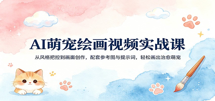 AI萌宠绘画视频实战课：从风格把控到画面创作，配套参考图与提示词，轻松画出治愈萌宠 - 淘金派资源网