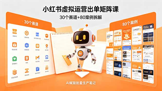 小红书虚拟运营出单矩阵课：30个赛道+80案例拆解，AI赋能批量生产笔记 - 淘金派资源网