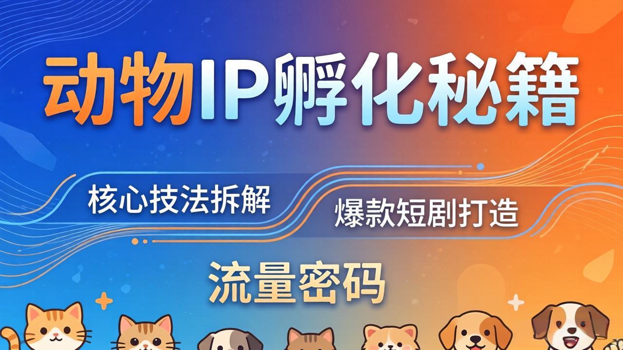 动物IP孵化全套秘籍，三大核心技法拆解，打造爆款萌宠短剧，轻松拿捏赛道流量密码 - 淘金派资源网