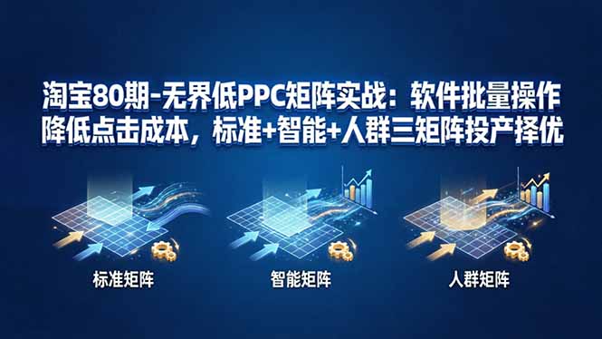 淘宝80期-无界低PPC矩阵实战：软件批量操作降低点击成本，标准+智能+人群三矩阵投产择优 - 淘金派资源网