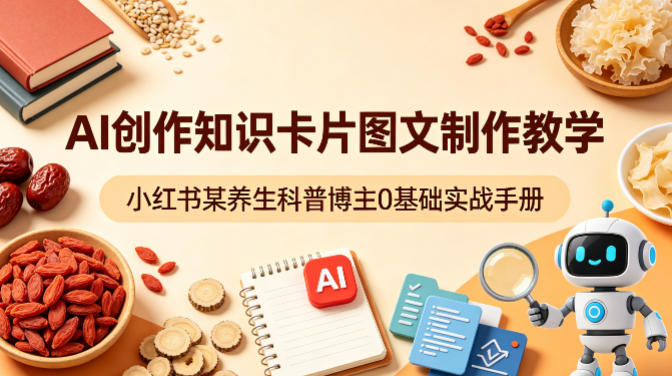 AI创作知识卡片图文制作教学，小红书某养生科普博主0基础实战手册 - 淘金派资源网