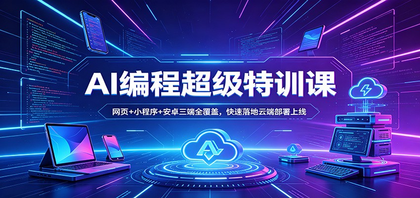 AI编程超级特训课：网页+小程序+安卓三端全覆盖，快速落地云端部署上线 - 淘金派资源网