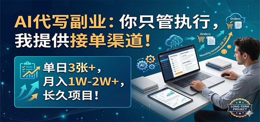 AI代写副业：你只管执行，我提供接单渠道！单日3张+，月入1W-2W+，长久项目 - 淘金派资源网