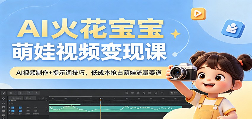 AI火花宝宝萌娃视频变现课：AI视频制作+提示词技巧，低成本抢占萌娃流量赛道 - 淘金派资源网