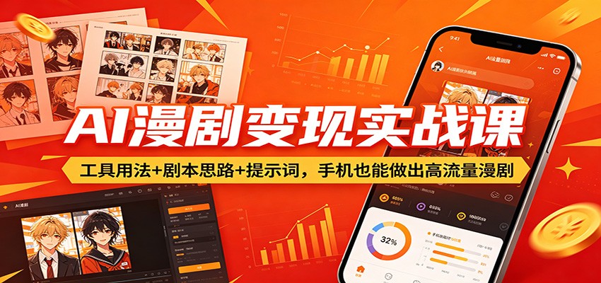 AI漫剧变现实战课：工具用法+剧本思路+提示词，手机也能做出高流量漫剧 - 淘金派资源网