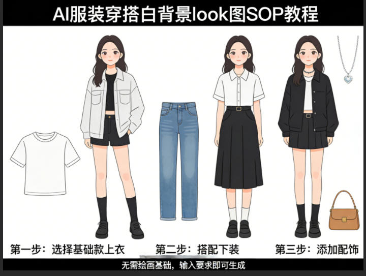 AI服装穿搭白背景look图SOP教程，不用会画画，提几句具体要求，AI就能还你一个奇迹 - 淘金派资源网