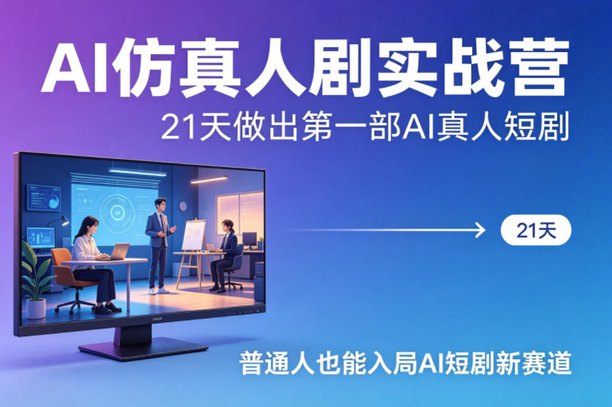 AI仿真人剧实战营，21天做出第一部AI真人短剧，普通人也能入局AI短剧新赛道(更新) - 淘金派资源网