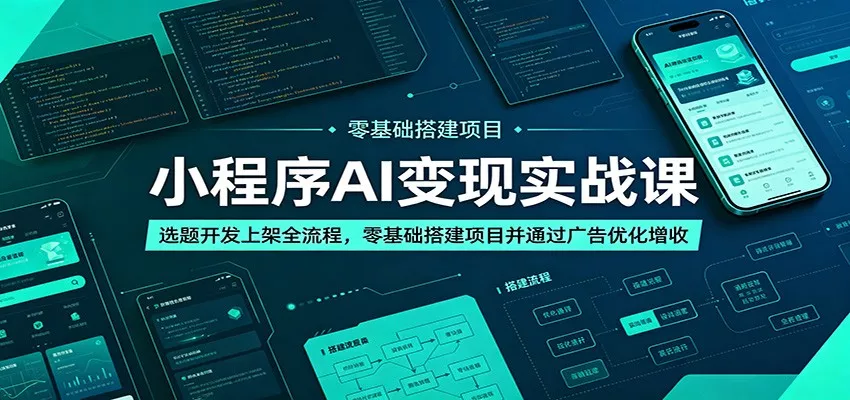 小程序AI变现实战课：选题开发上架全流程，零基础搭建项目并通过广告优化增收 - 淘金派资源网