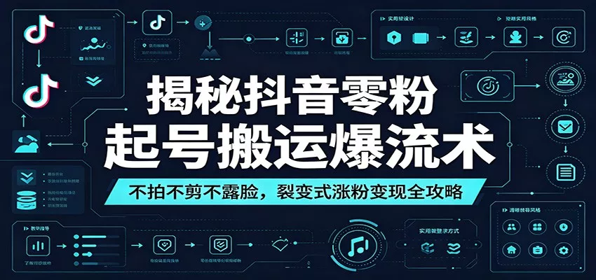 揭秘抖音零粉起号搬运爆流术：不拍不剪不露脸，裂变式涨粉变现全攻略 - 淘金派资源网